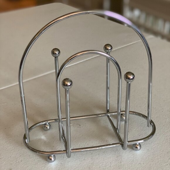 Chrome Napkin Holder Kitchen Table Setting Silver Metal Wire Napkin Storage - Picture 5 of 6
